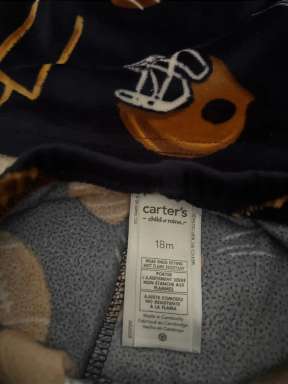 Carter's Navy Blue Football Print Pajama Set